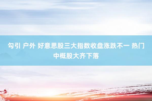 勾引 户外 好意思股三大指数收盘涨跌不一 热门中概股大齐下落