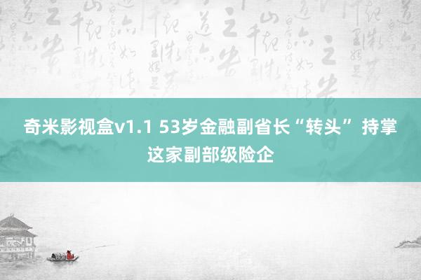 奇米影视盒v1.1 53岁金融副省长“转头” 持掌这家副部级险企