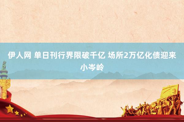 伊人网 单日刊行界限破千亿 场所2万亿化债迎来小岑岭